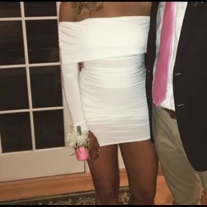 PLT white off the shoulder bodycon dress